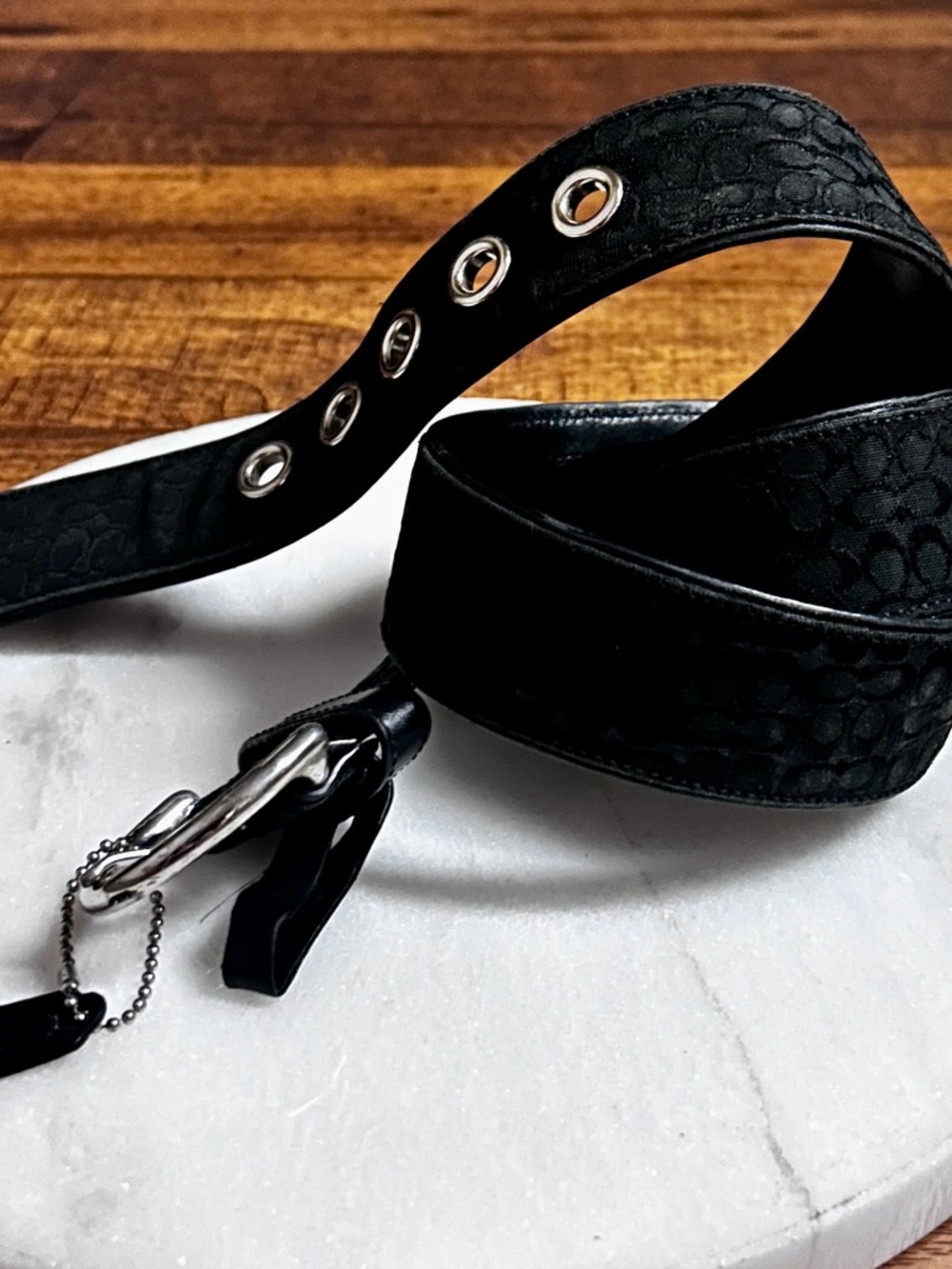 Coach (M6 3977) ~ Women’s Large ~ Vintage ~ Black W/Silver ~ Logo Designer Belt - Picture 6 of 16